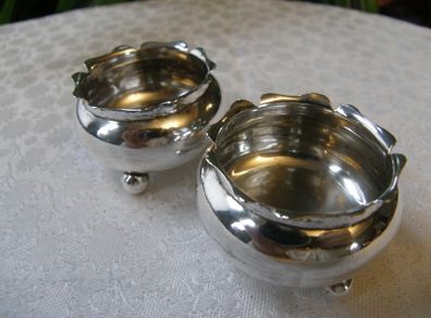Pair Antique Victorian Sterling Silver Salt Cellars, Birmingham 1888, Deakin & Francis, 38.8g