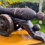 vintage large carved wooden cannons Image 2