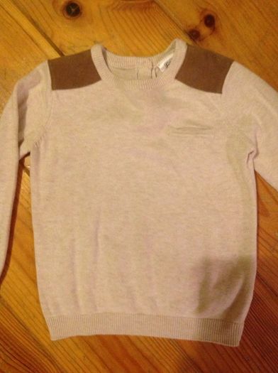 Age 18-24 Months Cream Jumper with Suede Patches