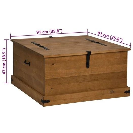 Storage Chest HALDEN Grey 91x91x47 cm Solid Wood Pine