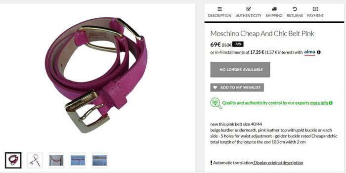 MOSCHINO CheapNChic tan leather belt with gold hardware - Rrp 220 (New)