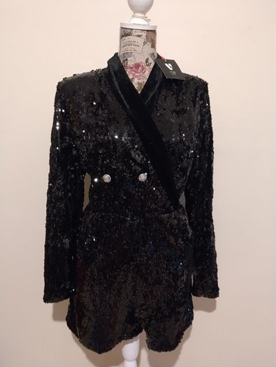 Black Sequin Pocket Playsuit new with tags