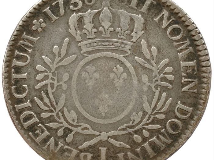France Louis XV, 1738 Large Silver Coin, 1 ECU.