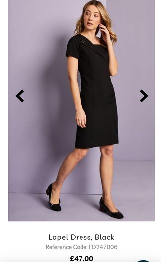 Simon Jersey workwear lapel dress, black, size UK8 and UK10