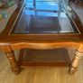 Vintage Traditional Wooden Coffee Table with Glass Top Image 5