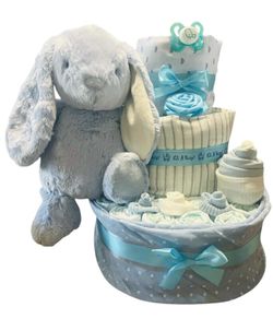 Baby Shower/Nappy Cake Bunny 3 Pink or Blue ( shipping extra 5 euro)