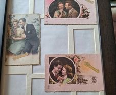Framed selection of Vintage Romantic Postcards