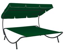 Outdoor Lounge Bed with Canopy Green