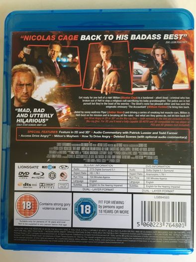 Drive Angry 3D [2011] Nicolas Cage, Amber Heard & William Fichtner [3D/2D & DVD Blu-ray Movie]