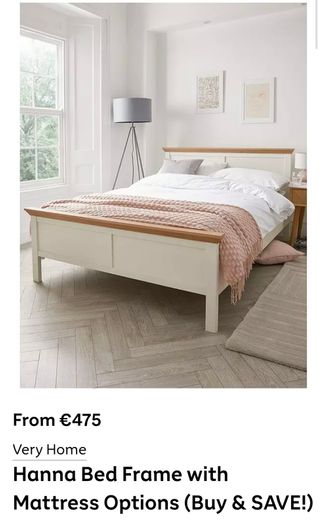 Cream / Oak Bed Frame