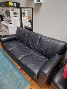 Couch 3 seater black leather
