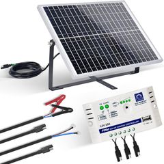25W 12V Monocrystalline Solar Panel Kit with Solar Charge Controller: 25W Solar Panel + SAE Connection Cable +10A Controller for Boat RV 12V Deep Cycle Battery Chicken Coop Gate Opener