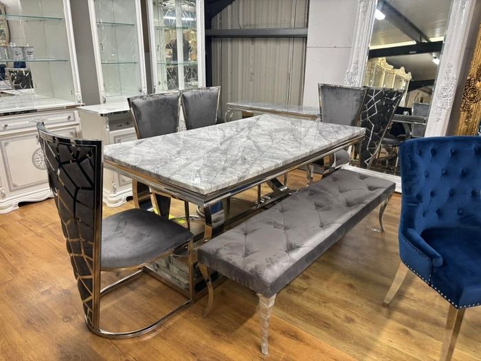 Marble Kitchen Dining Table With 6 Chairs