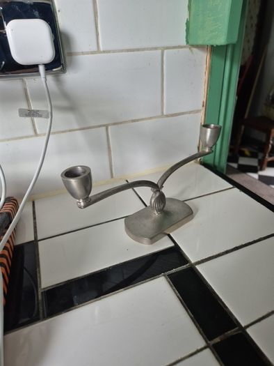Just Anderson Danish  1930s Vintage art deco pewter candlebra