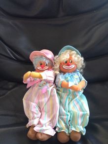 Two Very Rare Vintage Bub Nistis Happy Clown Dolls Barcelona Spain
