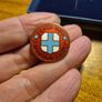 Antique Edwardian Welsh "Teulu Duw Faith & Family" blue cross enamel badge. Image 4
