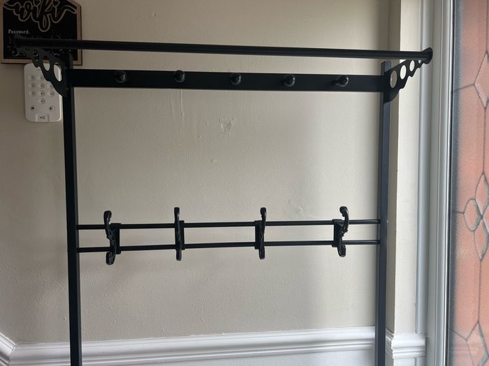 Metal Black coat rack with shoe bench