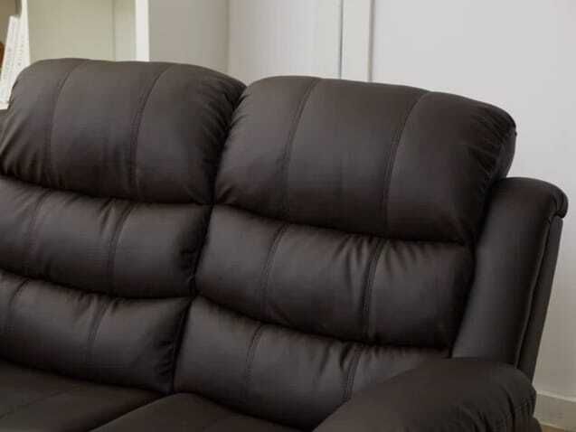 FINAL UNITS 2 Seater Leather Recliner Sofa, Brown
