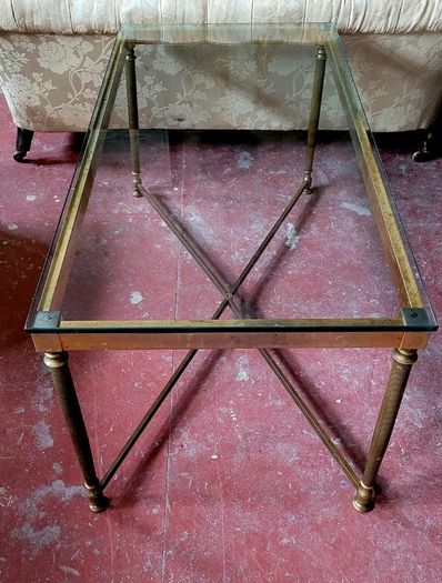 Mid-century brass & glass coffee table