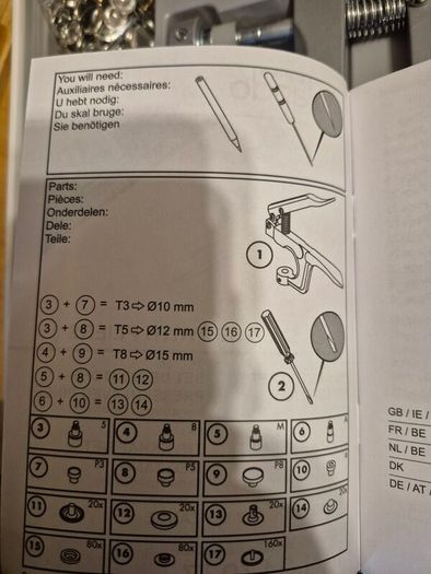 Press Stud Set With Pliers