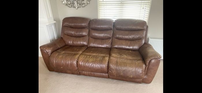 Tan Leather Recliner Suite  (Galway)