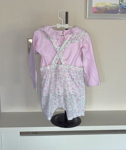 babyBaby Girls Pink & White Floral Dungarees & Long-Sleeved Top from Dunnes Stores