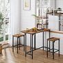 Breakfast Bar Table with 2 Bar Stools, 100 cm Folding Dining Table with 2 Stools, Dining Table Set, Industrial Steel Frame, for Restaurant, Living Room, Pub, Rustic Brown and Black Image 3