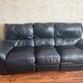 Black Leather  Sofa Suite Image 2