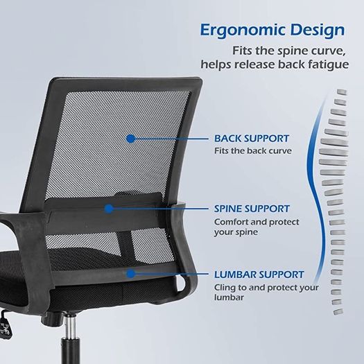 Adjustable Office Chair Ergonomic Mesh Swivel Chair Desk Chair Computer Chair Lumbar Support Height Adjustable for home Work and Student Study (FREE POSTAGE)