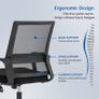 Adjustable Office Chair Ergonomic Mesh Swivel Chair Desk Chair Computer Chair Lumbar Support Height Adjustable for home Work and Student Study (FREE POSTAGE) Image 10