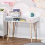 Kids Wooden Study Table Writing Desk with Drawer Ergonomic 39 x 19 x 30 White and Pink Image 7