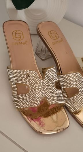GIVANA bling sliders with perspex heel Sz 40 (Fit 6.5-7UK)