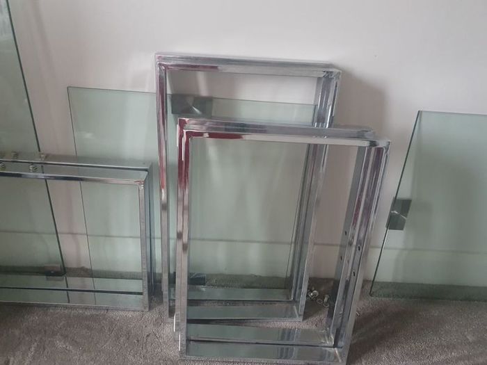 Coffee Table & Side Tables - Chrome & Glass