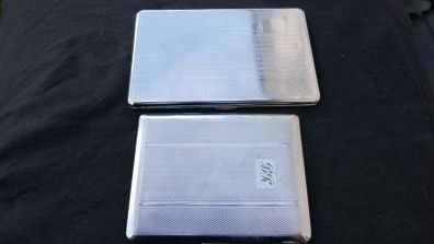 1960's Kincraft Vintage Chrome Metal Cigarette Case, Art Deco Engine Turned Design, Made In England