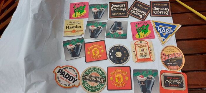 20 x vintage beer mats ,nice collection,,see pictures for condition ,sold as seen ,price includes post to anywhere in Ireland thank you, Job lot