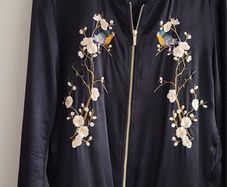 ZARA black embroidered detail jacket Sz L (Fit 12-14UK) - Rrp 69.99 (New)