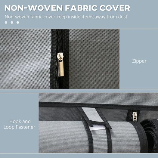 Portable Fabric Wardrobe with 4 Shelves & 2 Hanging Rails, Foldable Clothes Storage Cabinet