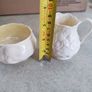 Belleek Pottery /China / Lotus Pattern / Yellow / Creamer / Open Sugar Bowl/ 3rd Green Stamp / Set / Creamer and Sugar / Vintage Image 2