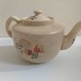 Charming Carrig Ware Cream-Earthenware Clay Teapot with An Autumnal Mixed Floral Motif - Pattern Number 1180, Circa 1930 -1950 Image 4