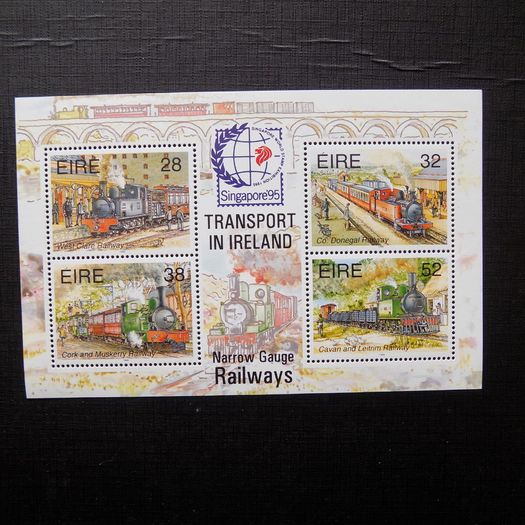 Ireland 1995.Stamps.Transport-Narrow Gauge Railways.Miniature Sheet.Overprinted-Singapore 94.MNH.