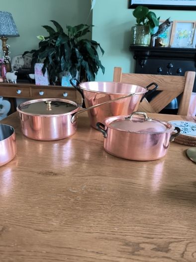 Selection of 5 Copper Pots