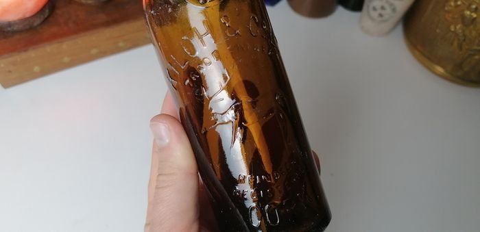 38 - Vintage Kiloh Beer Bottle Embossed Letters Brown Glass Cork