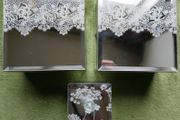Trinket Jewellery Box Mirrored Glass White Lace Floral Pattern (30 Each)