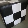 Harlequin checkered black white stool table Image 6