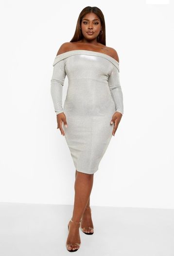 ladies bardot shimmer dress BNWT