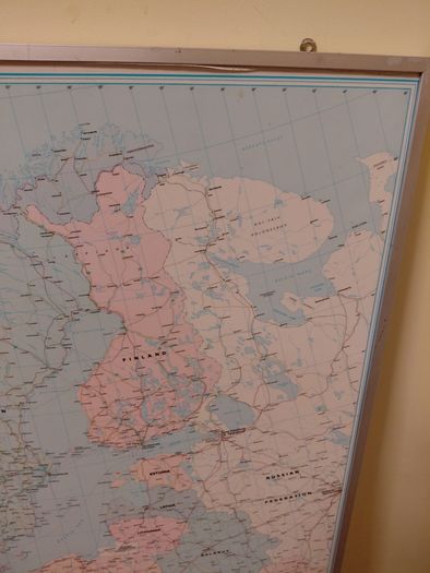 1990s Large  Framed School Wall Map Of Europe