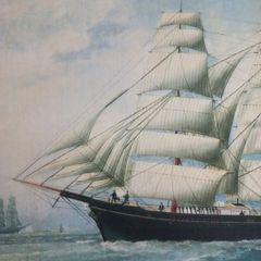 Very nice Antique Canvas Painting  Clipper circa 1960s in very good conditions