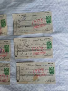 Vintage Hibernian Bank Cheques Set (Dublin, March 1932)