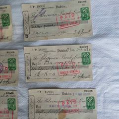 Vintage Hibernian Bank Cheques Set (Dublin, March 1932)