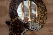 Mosaic curled fox shaped mirror